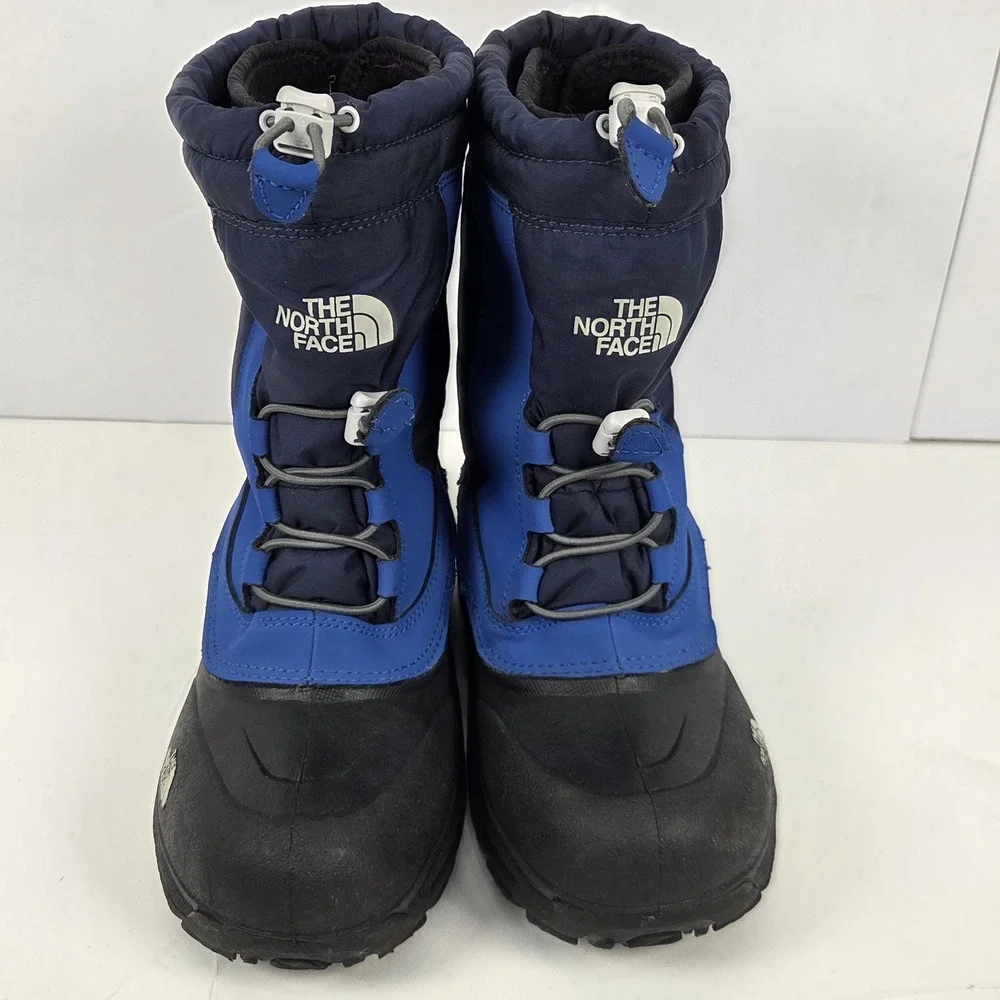The North Face Boys Snow Boots Blue/Black Drawstring Rubber Sole US 5  EU 37